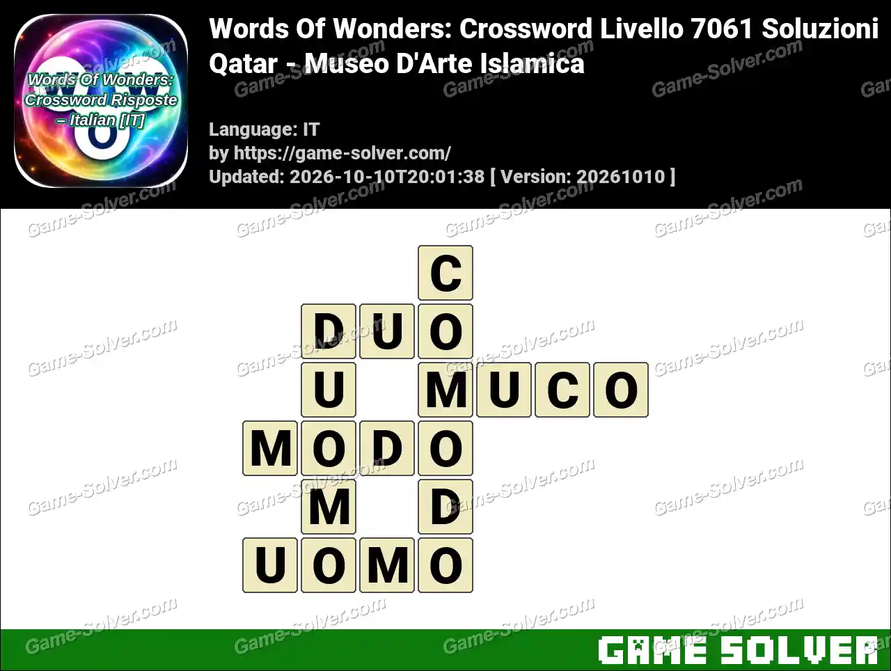 Words Of Wonders: Crossword Livello 7061 Soluzioni – Qatar – Museo D’Arte Islamica